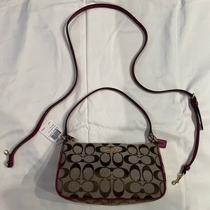 Brown and pink coach handbag